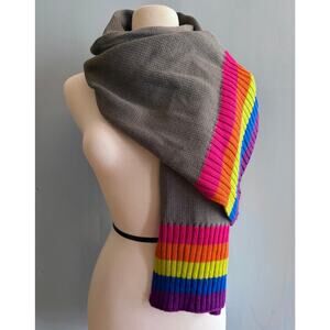 NEW YORK & COMPANY Gray Multicolored  Knit Scarf